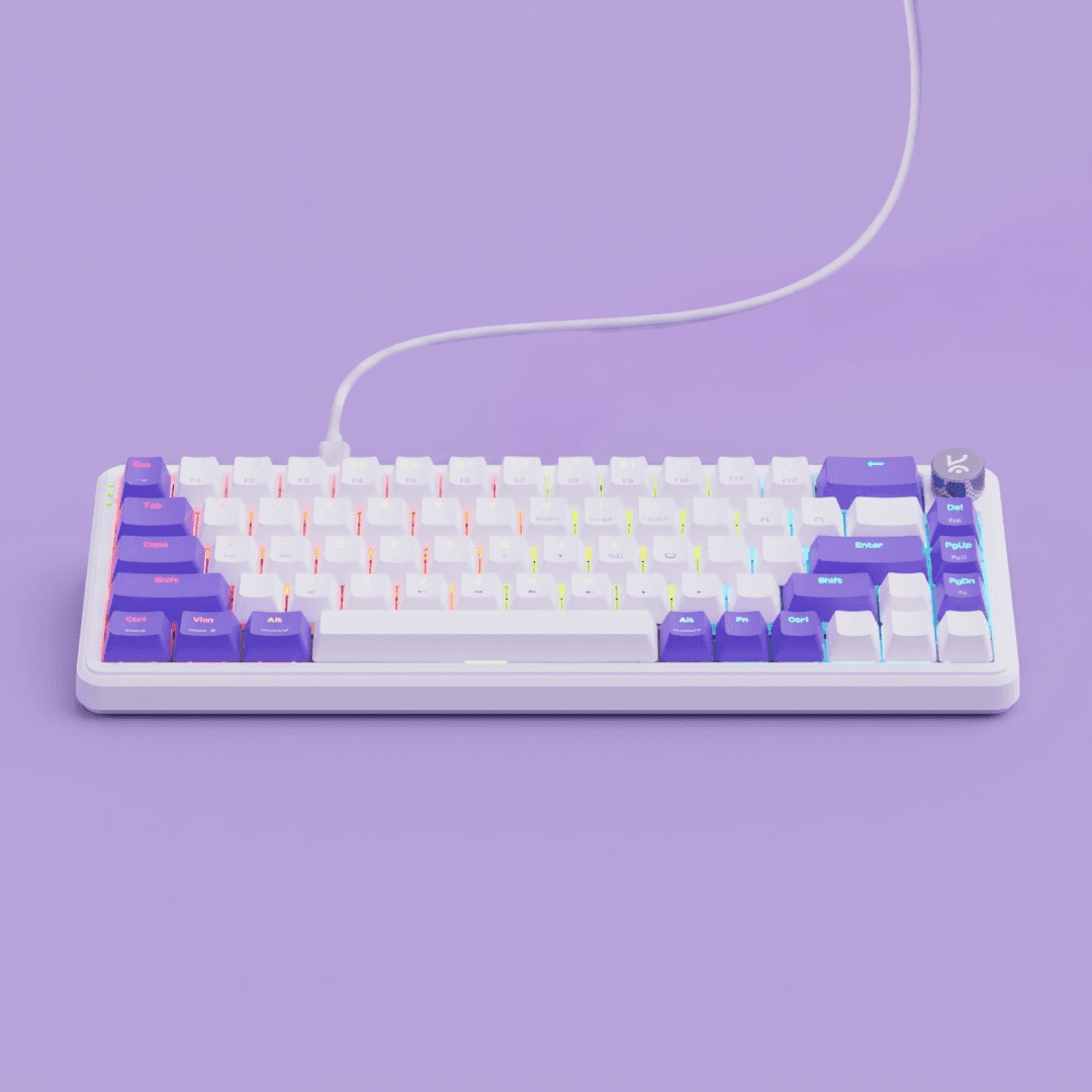 Hive65 White Purple Wired Mechanical Gaming Keyboard