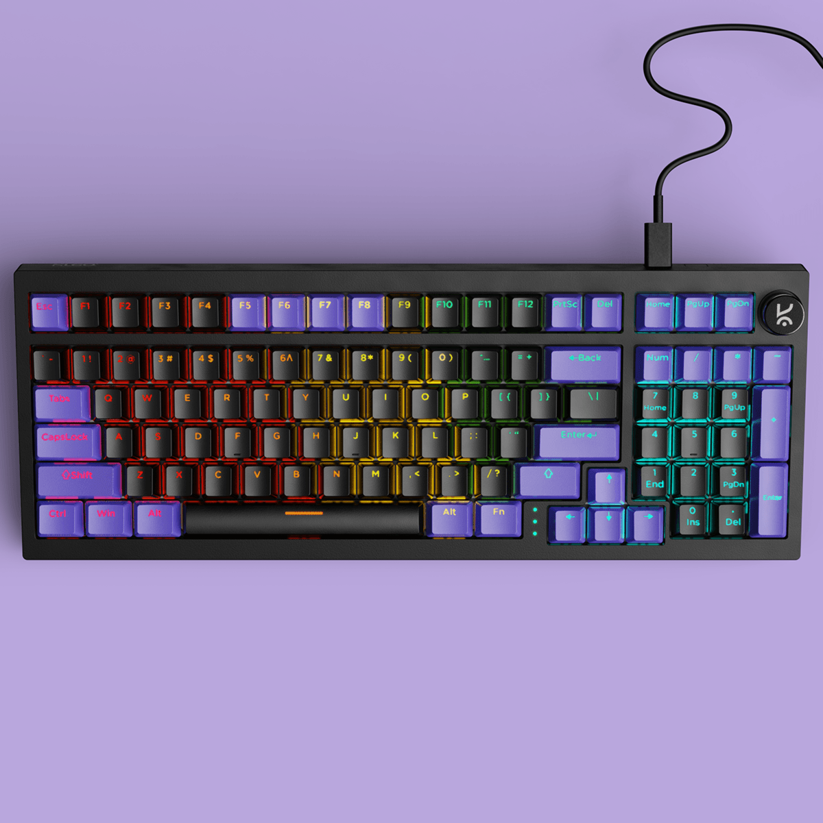 Hive98 V2 Black Purple Wired Mechanical Gaming Keyboard